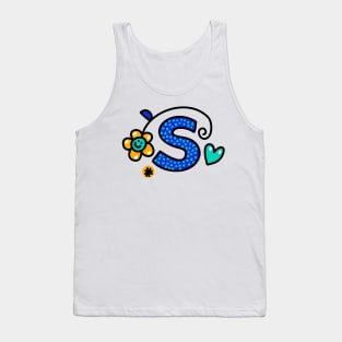 Letter S abc monogram hand drawn colorful alphabet Tank Top